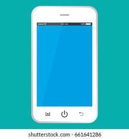 White smartphone with blue screen vector eps10. Realistic Smarphone with blue screen vector eps10. Mobile phone smartphone icon.