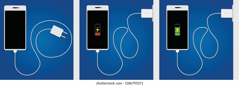 White smartphone charging in the socket