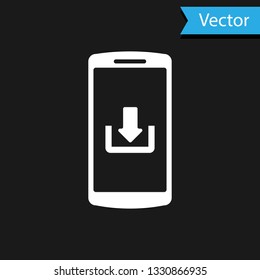 White Smartphone with download icon isolated on black background. Vector Illustration White Smartphone with download icon isolated on black background. Vector Illustration