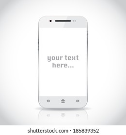 White smartphone from a front side, illustration