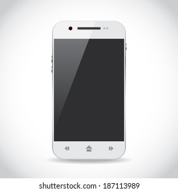 White smartphone from a front side, illustration