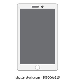 White smartphone with gray screen, with blank touch screen, mobile phone, vector.