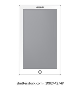 White smartphone with gray screen, with blank touch screen, mobile phone, vector.