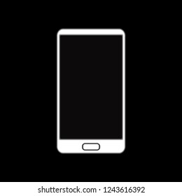 White smartphone icon. Realistic look. Colored silhouette. Vector flat graphic illustration. The isolated object on a black background. Isolate.