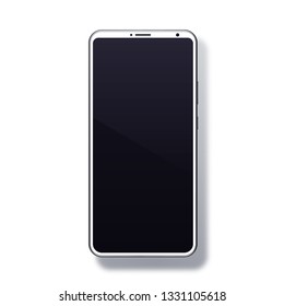 White smartphone isolated on white background. Cell phone gift design. Mobile phone template. Vector illustration