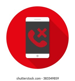 White  Smartphone with long shadow to the icon of the rejected call