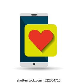 white smartphone love heart network digital vector illustration eps 10