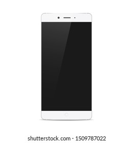White smartphone mockup. Modern smartphone with blank screen isolated on white background. New smartphone mockup vector.