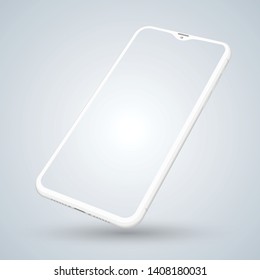 White Smartphone Perspective Mockup. Vector Illustration Easy To Replace Application Demo And Add Website In To Screen.