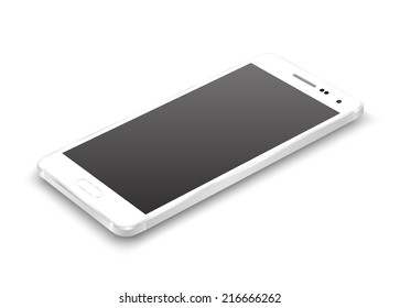 White smartphone perspective view. Vector realistic.