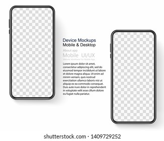 White smartphone with realistic drop shadow  mock up isolated on white background