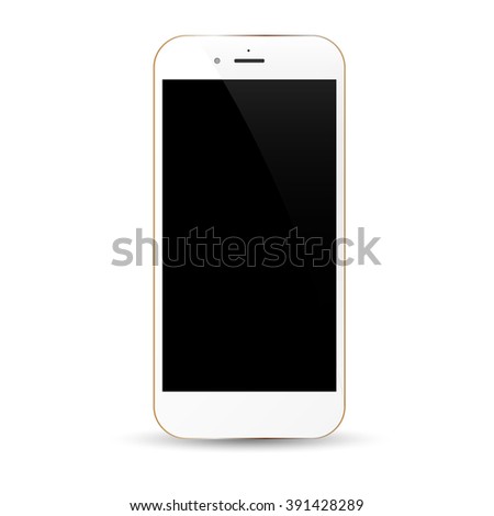White smartphone realistic vector illustration isolation. Modern style mobile phone.