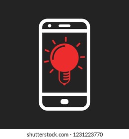 White smartphone with red Light bulb icon.