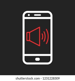 White smartphone with red Volume icon.