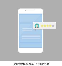 White smartphone with star rating