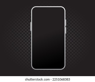 Plantilla de smartphone blanco con pantalla negra en fondo oscuro Modelo de ilustración de dispositivo de pantalla vacía móvil