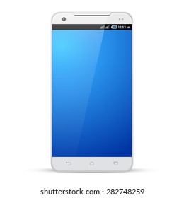 White Smartphone Template Mockup Display Screen. Isolated On White Background. Ready For Your Design. Vector EPS10 