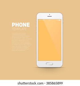 White smartphone template on blue background.