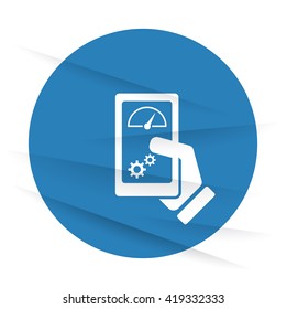 White Smartphone Test icon label on wrinkled paper