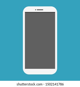 white smartphone vector with blank dark screen