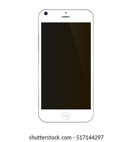White smartphone vector eps10. Smartphone front view in white color. Mobile phone smartphone with black empty screen vector eps10.