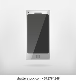 white smartphone vector mockup. phone realistic 3d template, vector illustration.