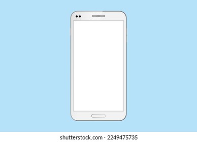 white smartphone in vector on blue background, phone mockup
