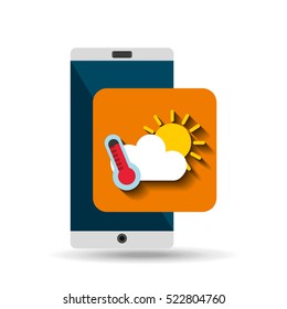 white smartphone weather network digital vector illustration eps 10