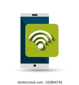 white smartphone wifi network digital vector illustration eps 10