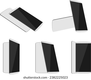 White smartphones face with back different foreshortening. Vector illustration. EPS 10. No transparency. No gradients. Raw materials are easy to edit.