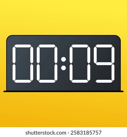 White smartwatch accessory with a sleek black screen showing 00:09 AM on the screen.  Isolated on a yellow background.