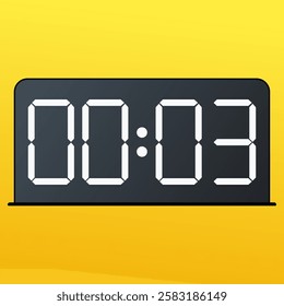 White smartwatch accessory with a sleek black screen showing 00:03 AM on the screen.  Isolated on a yellow background.