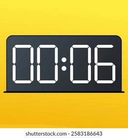 White smartwatch accessory with a sleek black screen showing 00:06 AM on the screen.  Isolated on a yellow background.