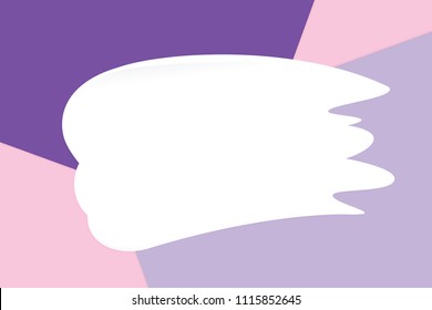 white smear cream on purple pink pastel soft paper background cosmetics for copy space message, minimal flat lay style for fashionable cosmetics pastel color top view geometric style overlays (vector)