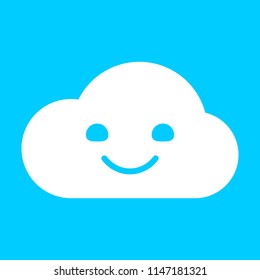 white smile cloud face on blue background illustration vector