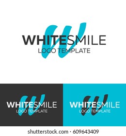 White Smile logo. Letter W logo. Vector logo template. Logotype concept