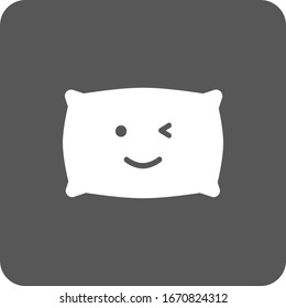 White smile pillow icon on grey background. Emotions. Happy Pillow