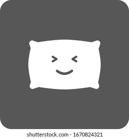 White smile pillow icon on grey background. Emotions. Happy Pillow