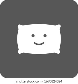 White smile pillow icon on grey background. Emotions. Happy Pillow