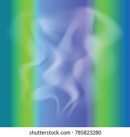 White smog on lined illustration. Digital cigarette smoke vector background. Smoke trail backdrop. Chemical smoke flow abstraction. Curly flow on space. Curved colorful flow image. Vertical flow
