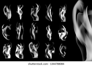 White smoke abstract background set vector
