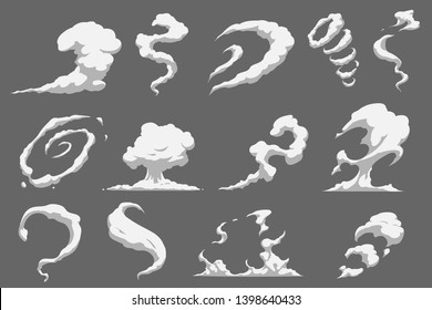 White smoke cloud comic set