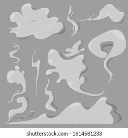 White smoke cloud comic set