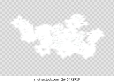 White smoke cloud effect on transparent background for digital compositing, PNG