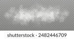 White smoke cloud isolated on transparent background. Vector smoke or fog