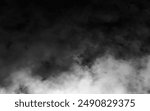 White smoke cloud with overlay effect on transparent black background. Realistic border with fog vector illustration of smoky mist or toxic vapor on floor. Meteorological phenomenon or condensation.