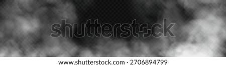White smoke cloud with overlay effect on dark background. Realistic fog texture spreading along the floor. Atmospheric illustration of misty vapor or haze with dramatic light effect.
