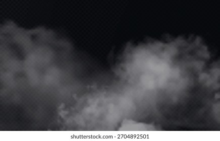 White smoke or clouds on a transparent background 