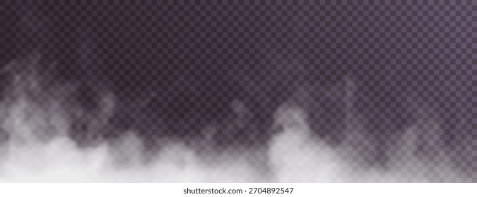 White smoke or clouds on a transparent background 