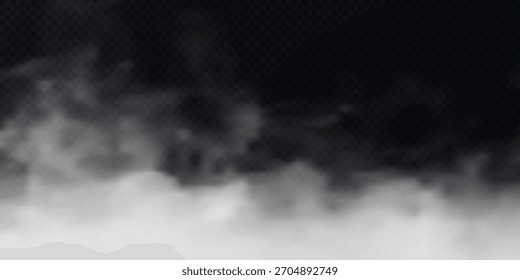 Fumaça branca ou nuvens sobre um fundo transparente 